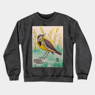 Nebraska state bird and flower, the meadowlark and goldenrod Crewneck Sweatshirt